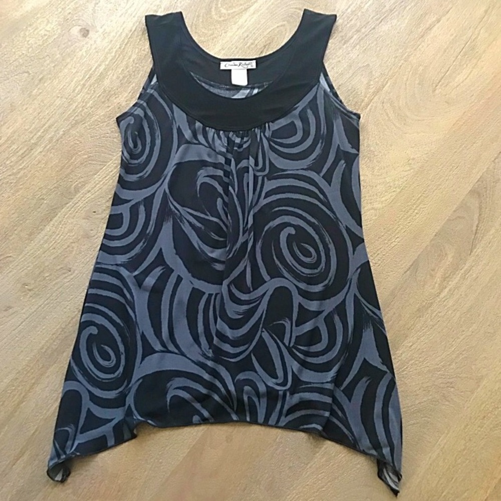 Sleeveless scoop neck asymmetrical scoop neck top